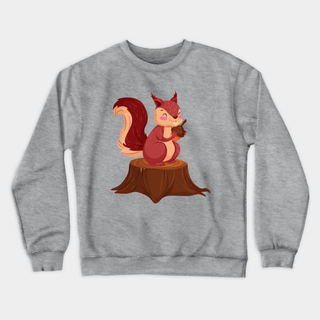 Squirrel Crewneck Sweatshirt by Mako Design 